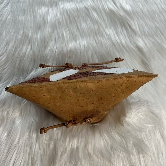 Carlos Falchi Vintage Tan Leather Patchwork Clutch - Picture 5 of 6